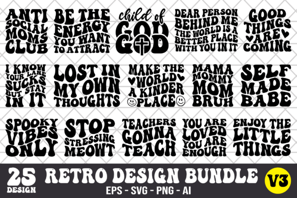 Download Retro Wavy Design Bundle SVG V3 - Wavy design Collection