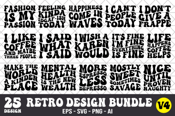 Download Retro Wavy Design Bundle SVG V4 - Wavy design Collection