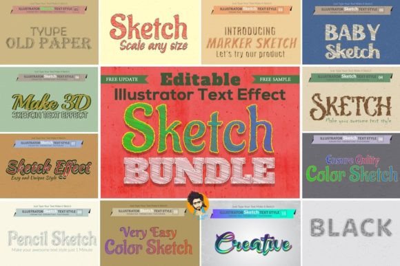 Download Sketch Text Effect Illustrator - Illustrator Collection