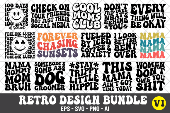 Download Retro Wavy Design Bundle SVG - Premium Resources